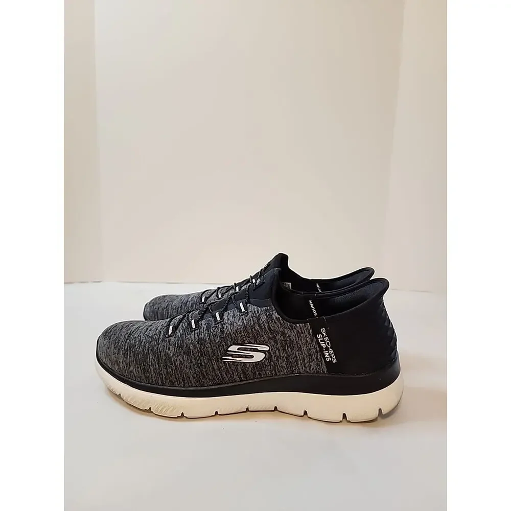 Skechers Slip Ins Shoes Women's 11 Black Gray Slip On Walking Athletic Sneakers